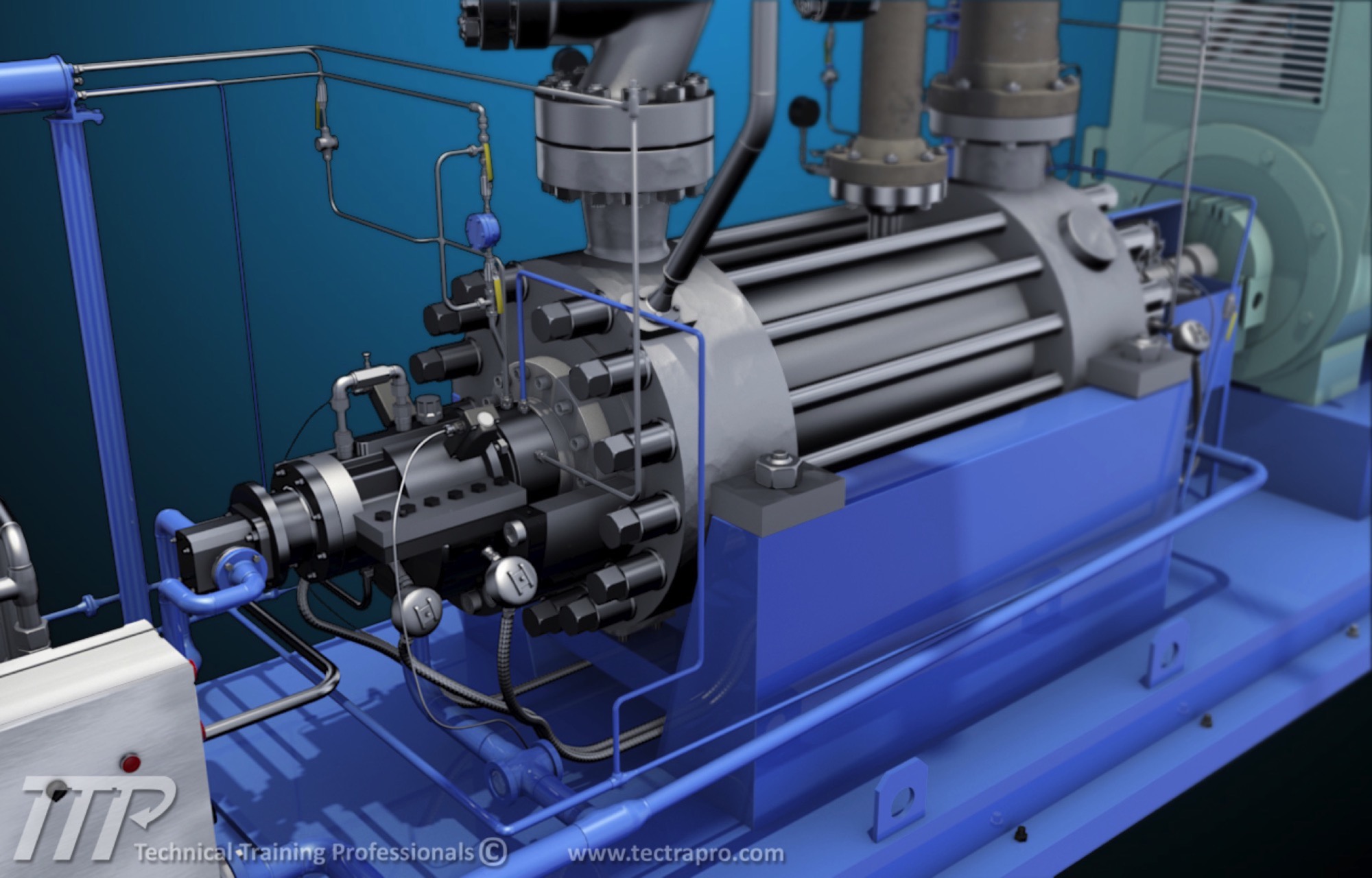 Diagram teknik pompa air umpan boiler dengan aliran dan katup