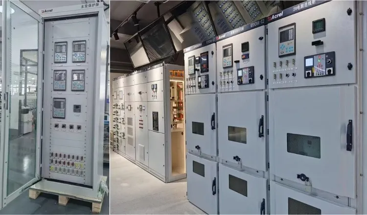 Panel kontrol substation berisi beberapa relay proteksi feeder yang terpasang rapi