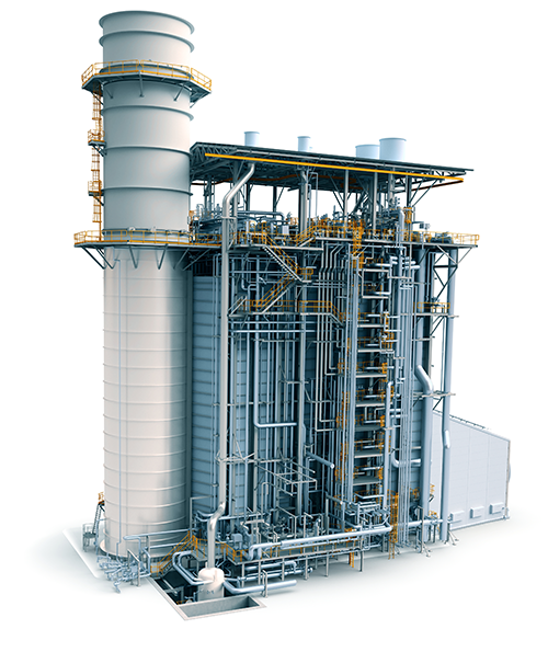 Diagram teknik aliran gas panas dan produksi uap di HRSG