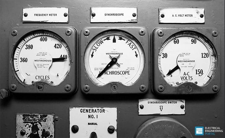 Operator listrik mengamati synchroscope di panel kontrol gardu induk