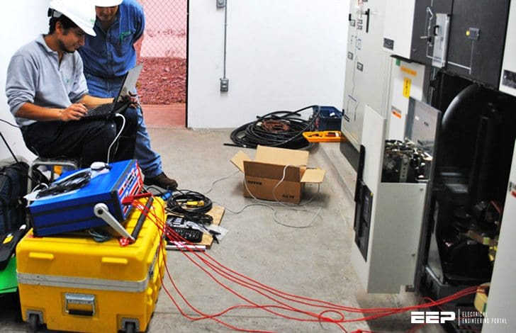 Diagram skematik aliran arus injeksi primer dalam sistem proteksi tenaga listrik