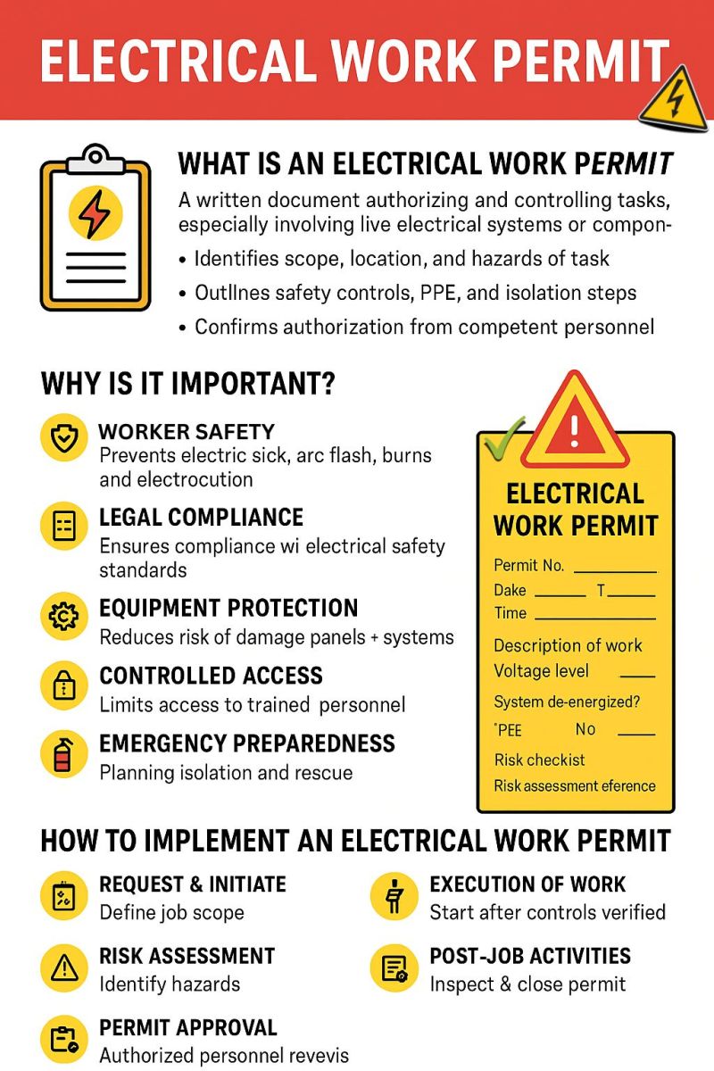 Dua teknisi membahas dan menandatangani formulir izin kerja di lokasi kerja.