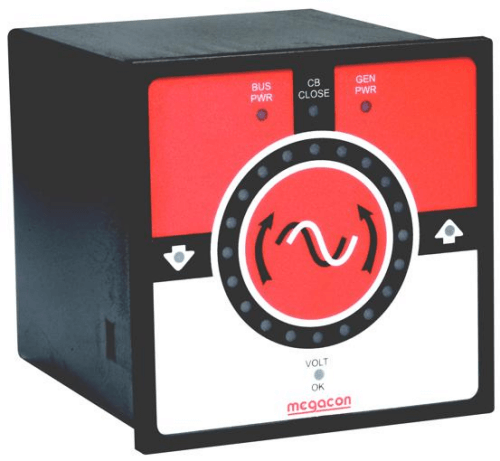 Panel kontrol listrik berisi beberapa rele sinkronisasi dan alat ukur di gardu induk.