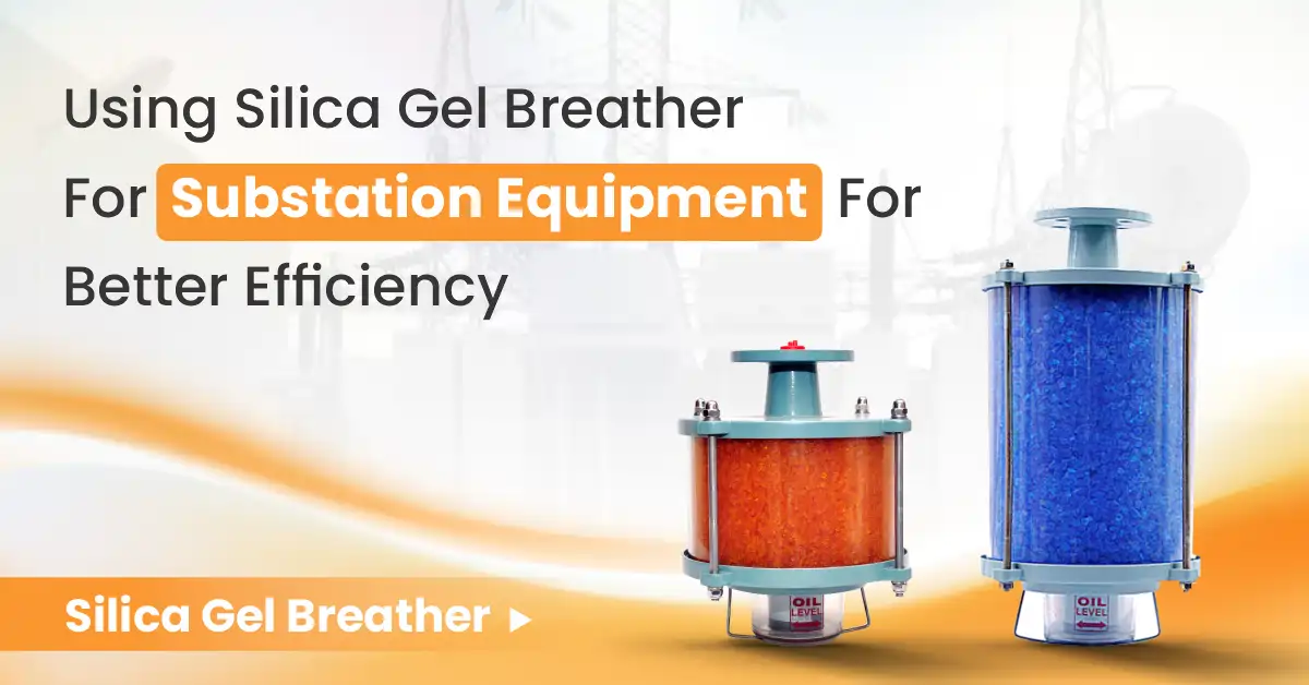Instalasi breather silika gel di gardu induk dengan latar belakang trafo